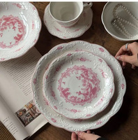 Nouvel Arrivage Automne Hiver Assiette Creuse en Céramique Gaufrée Style Puits à Vœux Français Vintage pour Salade