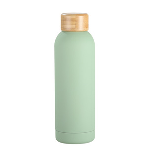 Custom Logo 350ml 500ml 750ml 1000ml Double Wall Stainless Steel Vacuum <b>Flask</b> Water Bottle with Bamboo Lid - Product Image 3