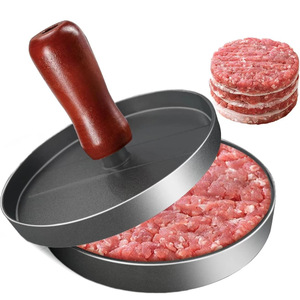 Presse à <span class=keywords><strong>mini</strong></span>-hamburgers manuelle à démoulage facile, antiadhésive, avec poignée en bois, en alliage d'aluminium, pour la préparation de burgers faits <span class=keywords><strong>maison</strong></span> - Product Image 1