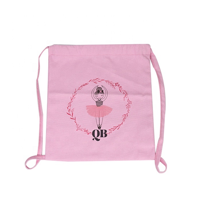 Drawstring Pink Canvas Backpack - Stylish & Durable Bag display picture 3