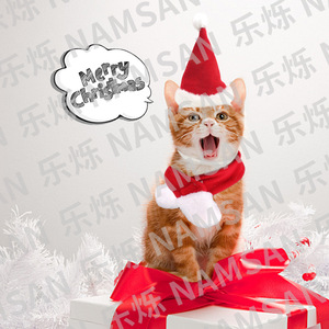 Christmas <b>Hat</b> Scarf Set For Cats Cotton Adjustable Pet Ornament Small Pets <b>Holiday</b> Costume - Product Image 1