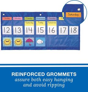 Custom Foldable Classroom Weekly Weather Calendar Pocket Chart Essential Back-to-School Teaching Tool with Convenient Bag - Product Image 2