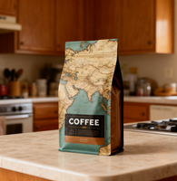 Sachets Doypack Personnalisés Imprimés 125g, 250g, 500g, 1kg avec Feuille d'Aluminium Stratifiée et Matériaux Recyclés pour l'Emballage du Café