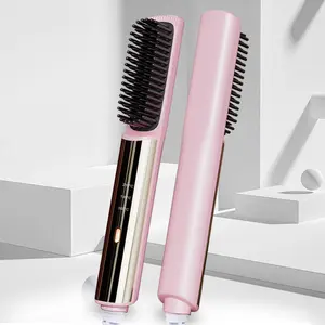 ホットセールポータブルptc加熱ヘアブラシヘアストレートナーコームトラベルホットコーム火傷防止ホットエアブラシ用