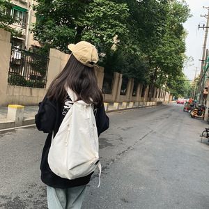 กระเป๋าเป้สะพายหลังผ้าแคนวาสเนื้อนุ่มแบบซิปเฉียงสีพื้นสำหรับทุกเพศ  จุของได้เยอะ เหมาะสำหรับไปโรงเรียน ท่องเที่ยว และจัดเก็บสัมภาระ - Product Image 6