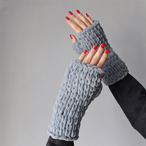 SZ1203 confortable cadeau de noël crème Chenille mitaines textos gants gros épais chaud tricot mitaines pour les femmes - Product Image 3