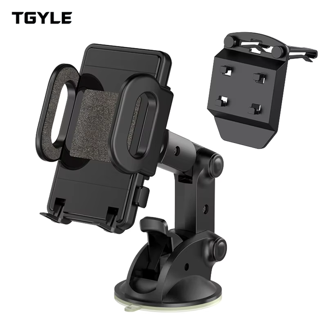 Dual Car Dashboard Windshield Wall Mount Universal Retractable Extendable Adjustable Arm Airvent Mobile Phone Holder
