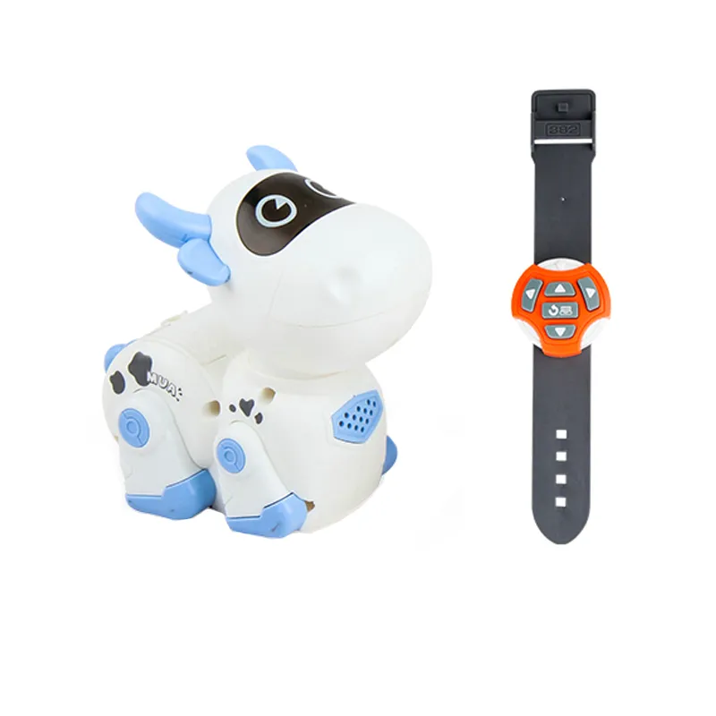 Lovely watch remote control robotic animal cow toys plastic with light music
