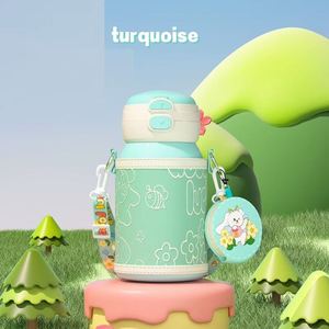Outdoor 316 Stainless Steel Children Kid Child Insulated Thermos Cup Student Bouncing Straw Cover Insulated Water <b>Bottle</b> Flask - Product Image 3