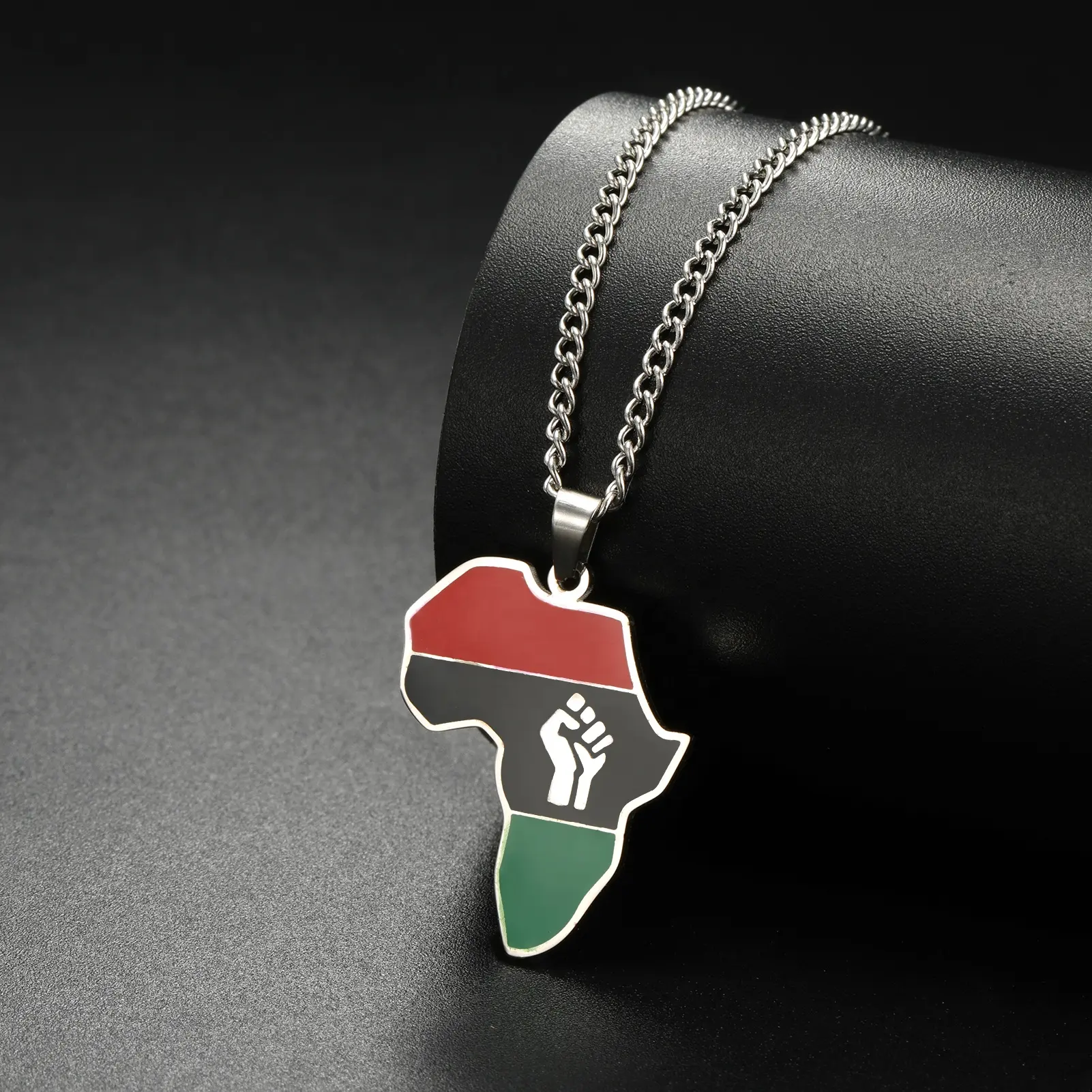 Mapa africano puño símbolo colgante collar Acero inoxidable país bandera mapa collares moda étnica joyería regalo
