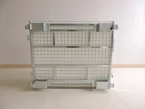 Depolama için özel özel istiflenebilir galvanizli metal tel örgü palet kutusu kafes