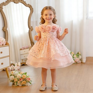 Vestito da Principessa <span class=keywords><strong>Rosso</strong></span> con Paillettes per Bambine, Abito Formale Tutu per Feste di Compleanno, Abbigliamento per Bambine di 1 Anno - Product Image 3