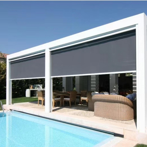 Pergola Motorized Vertical Fabric Curtains Outdoor Garden Shade Shutter Roller Zip Screen Blinds - Product Image 1