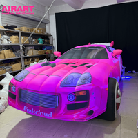 Ballon gonflable rose en forme de voiture de sport pour la décoration de salon automobile |   Voiture LED gonflable pour accessoires de scène