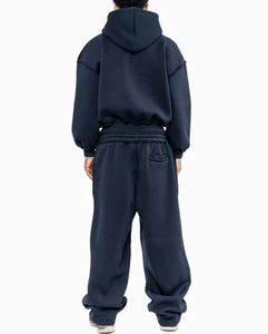 Heavyweight Cropped 450 Gsm Autumn Casual Oversized Thick Fleece Hoodie & <b>Sweatpants</b> <b>Set</b> - Product Image 2