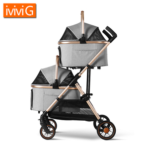 M302T aluminium lipat 4 roda Jogging Travel Stroller besar ganda anjing atau kucing pembawa hewan peliharaan - Product Image 4