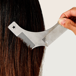 Peigne à barbe en acier inoxydable, outil de toilettage portable à double face pour le coiffage de la barbe et des pattes d'ourson des hommes - Product Image 5