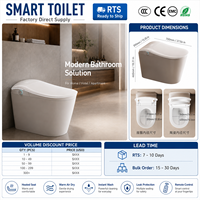 WC intelligent de luxe en céramique monobloc carré avec chasse automatique et siphon en P, idéal pour la vente en gros