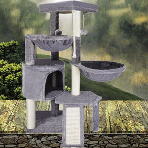 Árbol para Gatos Ecológico Hyra Wood con Postes Rascadores de Sisal, Dos Casas, Percha de Felpa y Tabla Rascadora de Cartón - Product Image 3