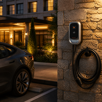 Nouvelle borne de recharge murale pour véhicules électriques AC 110-250V/380-450V Monophasé/Triphasé Type 2 & 1 Câble de 5m LCD IP55 IEC 61851 avec/WiFi 7-22kW