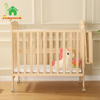 Lit bébé pliant en bois massif écologique de haute qualité, moderne, avec barrière de sécurité, table intégrée – Meilleure vente
