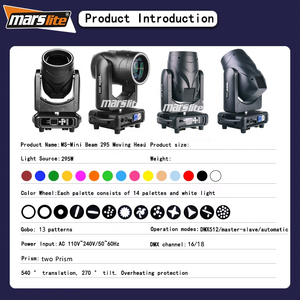 Mini Beam 295 Moving Head Beam Light con Anello Luminoso, Luce Scenica a Testa Mobile 295W per DJ, Feste, Discoteche, Concerti - Product Image 4