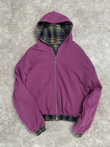 Veste thermique réversible en tricot gaufré à carreaux, fermeture éclair personnalisée, coupe ample double face, sweat à capuche zippé en molleton français pour homme - Product Image 2