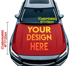 Housse de capot de voiture avec drapeau de moteur, tissu élastique, design et taille personnalisés - Product Image 5