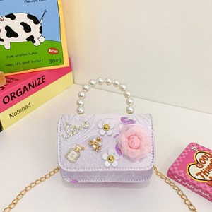 Girls Candy Mini <b>Handbag</b> With Flower Pearl Chain Factory Bulk <b>Small</b> Shoulder Coin Purse - Product Image 2