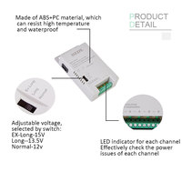 Alimentation électrique pour caméra de surveillance CCTV à 4 canaux, 48W, 4A, 12V/13,5V/15V, AC/DC, pour bande LED