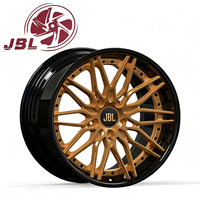 Nuevas llantas forjadas JBL de 18-26 pulgadas, 2 piezas, color oro mate, radios multibrazos, borde negro brillante con remaches, 5x112 5x120, para autos deportivos de alto rendimiento