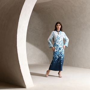 Abaya de luxe en polyester avec strass thermocollants pour femmes musulmanes, robe modeste, fournisseur en gros ODM - Product Image 4