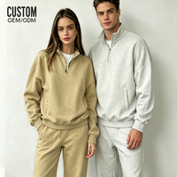 Ensemble décontracté unisexe personnalisé avec sweat-shirt oversize à col zippé et pantalon de survêtement en molleton de coton de haute qualité – Fabricant de survêtements