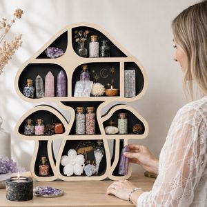 Ahşap Mantar Kesimli Sergi Rafı Dört Katlı Kristal Taş Depolama Rafı Duvara Monte Cadı Tarzı Gotik Ev Masaüstü Dekor Hediyesi - Product Image 2