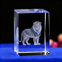 Cubo di Cristallo con Incisione Laser 3D Personalizzata di Animali, Souvenir LED, Regalo Aziendale, Artigianato in Cristallo