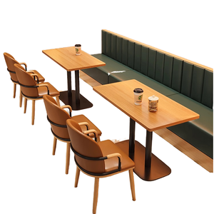 Ensemble de mobilier commercial de style moderne et épuré pour <span class=keywords><strong>restaurant</strong></span>, comprenant un banquette en cuir personnalisable, une chaise et une table pour le thé de l'après-midi. - Product Image 1