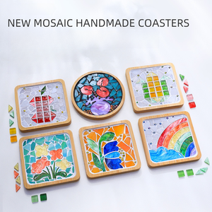 ชุดงานฝีมือ DIY แผ่นรองแก้วอะคริลิคทรงกลมและสี่เหลี่ยมลายผลไม้และดอกไม้ ของตกแต่งบ้าน ของขวัญสำหรับเด็ก - Product Image 1