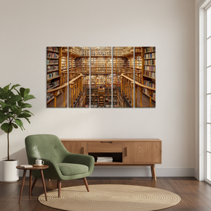 Elegant Art Deco Printed Canvas Panel <b>Wall</b> Decor Hanging Set of 5 <b>Books</b> Art for Office - Product Image 3