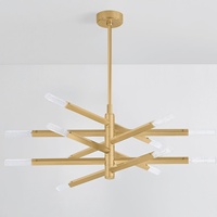 Lustre à Led Moderne Américain de Luxe Vintage en Laiton Finition pour Restaurant Salon Villa