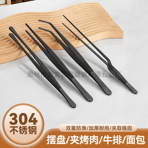 Cross-border stainless steel tweezers, BBQ gun-shaped chef's plating tongs, thickened buffet tongs, 12-inch Korean BBQ tongs - Product Image 5