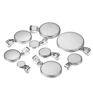 Plateau rond en acier inoxydable avec boucle unique pour la fabrication de colliers, base de composant de bijoux DIY de 6 à 30 mm - Product Image 1