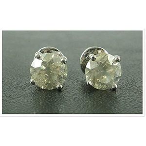 Pendientes de Diamantes Jewelspaark, 2.07 Ct, Corte Redondo, Color I-J, Claridad I2-I3, Oro Blanco de 14K, Engaste de Garras, para Compromiso - Product Image 2