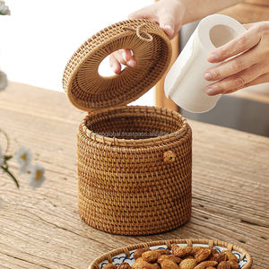 Cajas de pañuelos de mimbre natural personalizadas OEM respetuosas con el medio ambiente al por mayor, servilleteros de colores para cocina, impermeables para restaurantes - Product Image 3