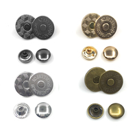 (200 Set /KOTAK) Kancing Magnetik 14/18 mm, Kancing Dompet Magnet, Kancing Logam, Penjepit, Rivet Kulit