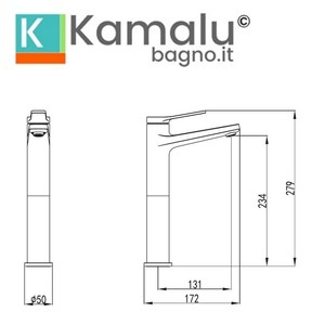 KAM-KANDA NERO-B moderni rubinetti termostatici alti neri opachi con leva in bronzo Kamalu Design - Product Image 2