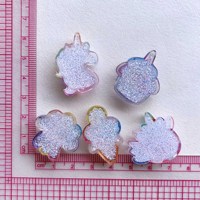 Breloques en résine licorne de dessin animé à paillettes pour accessoires DIY, chaussures, coques de téléphone, pinces à cheveux