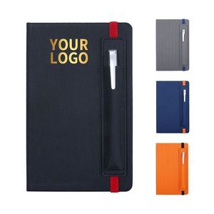 Carnets A5 personnalisés à couverture rigide avec élastique et porte-stylo, impression de logo, pour le bureau - Product Image 1