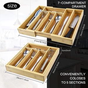 WDF Expandable Bamboo Utensil Organizer Cutlery Tray Silverware <strong>Kitchen</strong> <strong>Drawer</strong> <strong>Organiser</strong> Cutlery Organizer for <strong>Kitchen</strong> - Product Image 4
