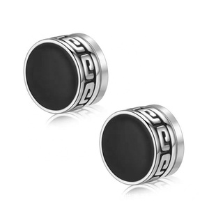 <b>Magnetic</b> Studs <b>Earrings</b> Trendy Roman Numeral | Black Zircon Stainless Steel Non-Piecing Studs | Korean Style Jewelry <b>for</b> <b>Men</b> - Product Image 6