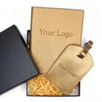 Coffrets Cadeaux de Voyage : Housses de Passeport en PU Couleur Unie et Étiquettes de Bagage avec Boîte d'Emballage, Personnalisables avec Logo